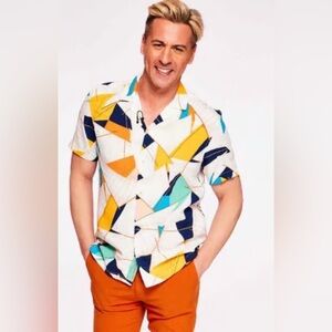 {Zara} Men’s Abstract Linen Button Up Shirt